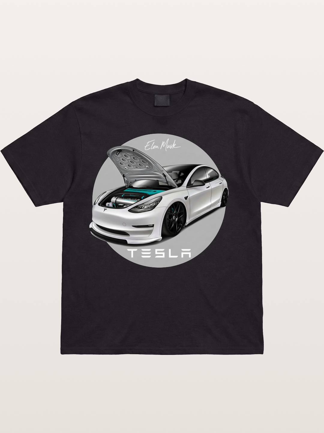 Tesla Model 3 Elon Musk Art Cotton T-shirt