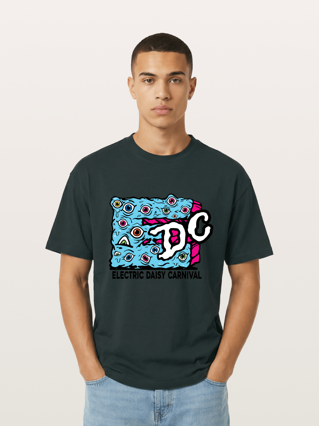EDC Trippy Eye Daisy Print Gildan T-shirt