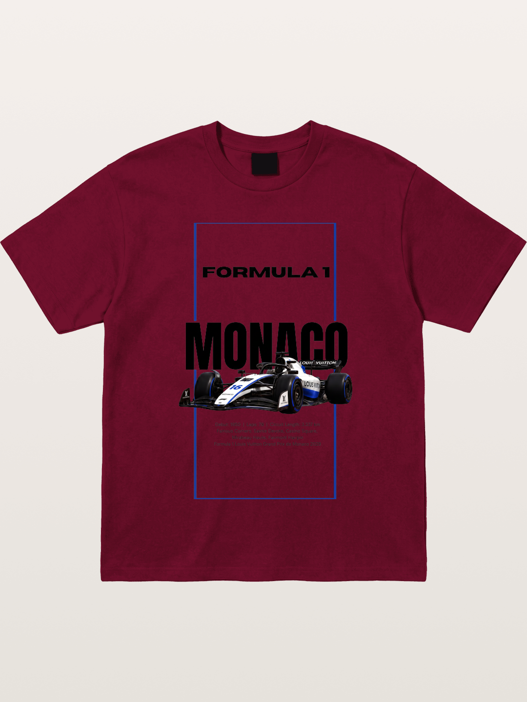 Monaco F1 LV Blue Border Print Gildan T-shirt