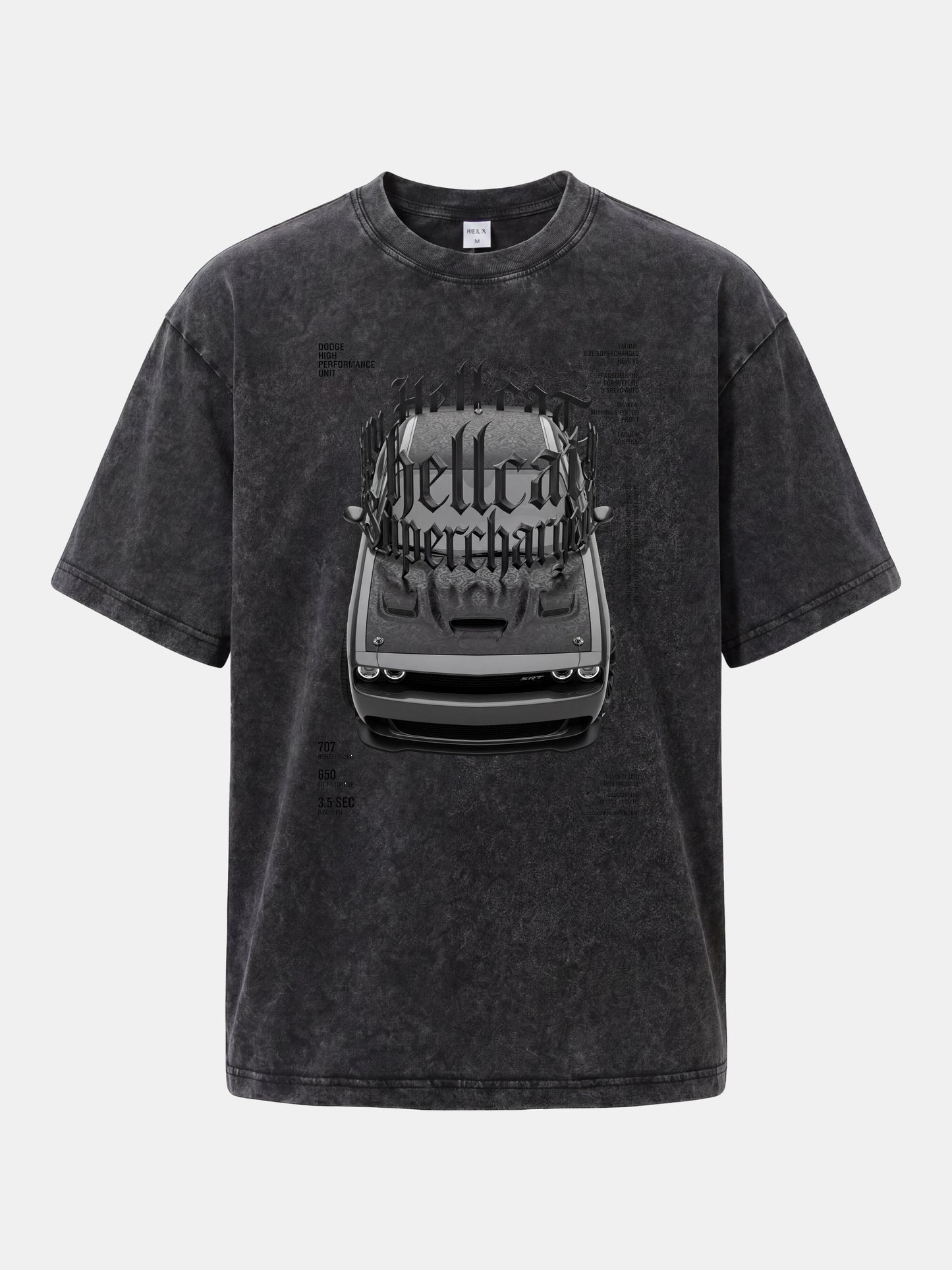 Gothic Hellcat Front View Print Washed T-shirt