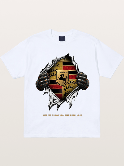 Porsche Crest Tear Through Effect Gildan T-shirt