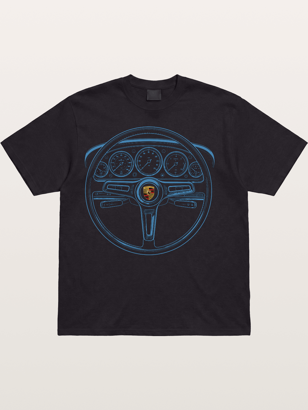 Porsche Classic Steering Wheel Blueprint Cotton T-shirt