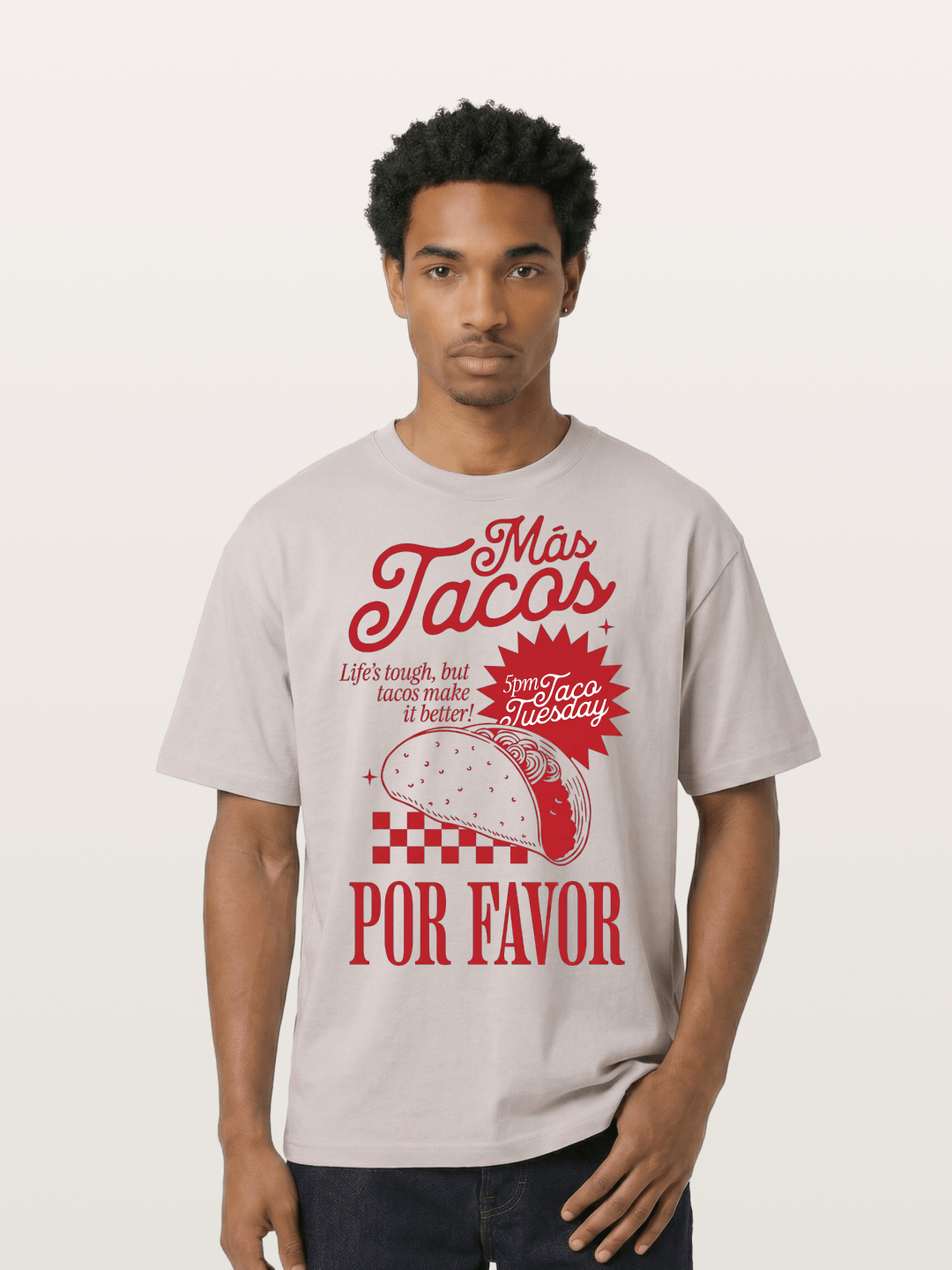 Mas Tacos Por Favor Funny Retro Art Cotton T-shirt