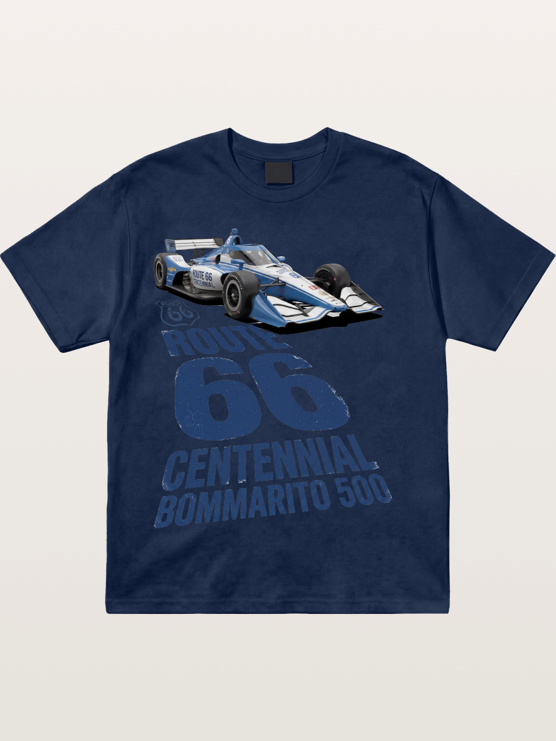 Blue IndyCar Route66 Print Cotton T-shirt