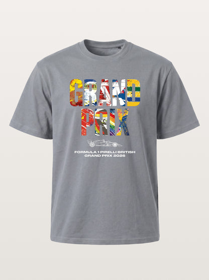 2026 British Grand Prix Multi-Flag Typography Gildan T-shirt