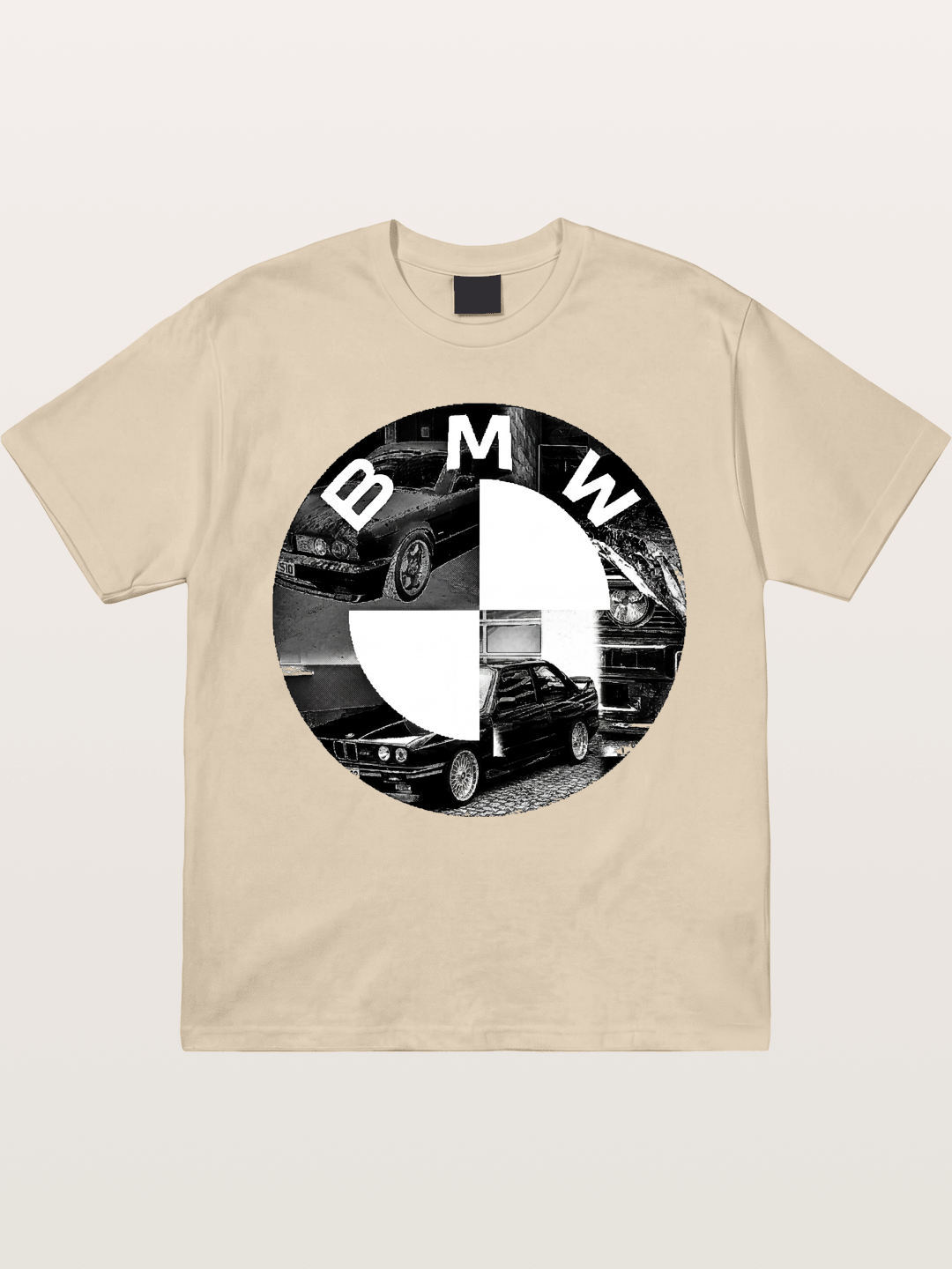 BMW Black White Photo Collage Logo Gildan T-shirt