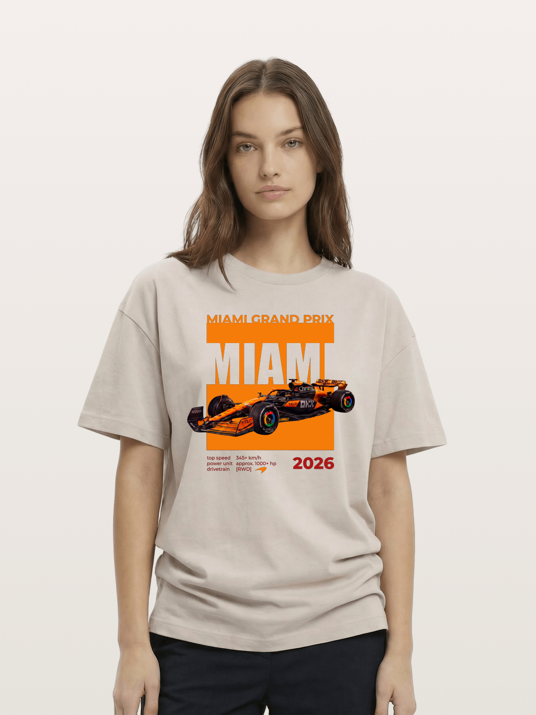 Miami GP Orange F1 Car Cotton T-shirt