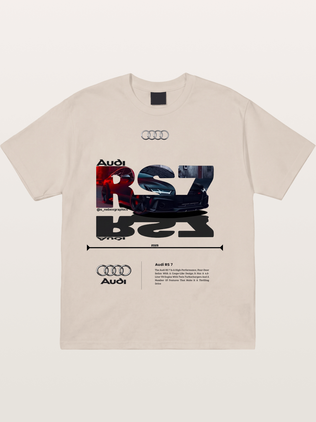 Audi RS7 Typography Collage Cotton T-shirt