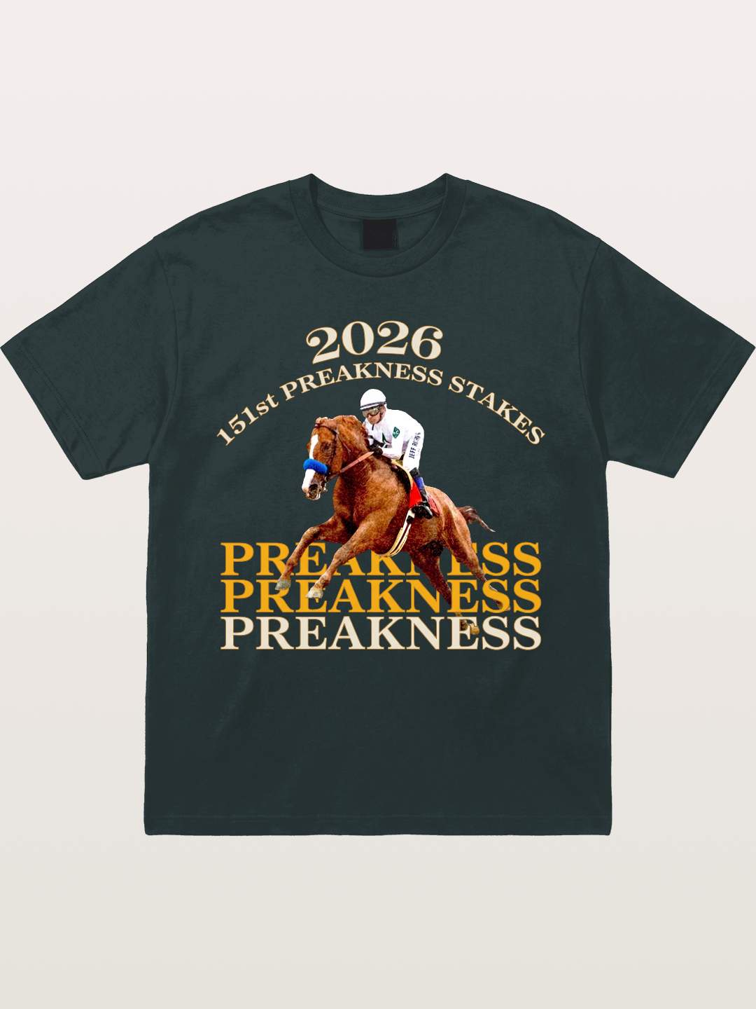 151st Preakness Jockey on Chestnut Horse Gildan T-shirt