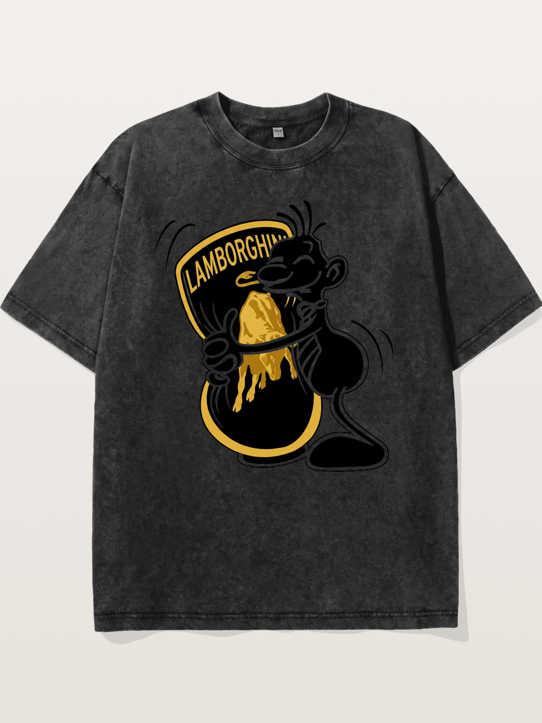 Cartoon Hugs Lamborghini Logo Washed T-shirt