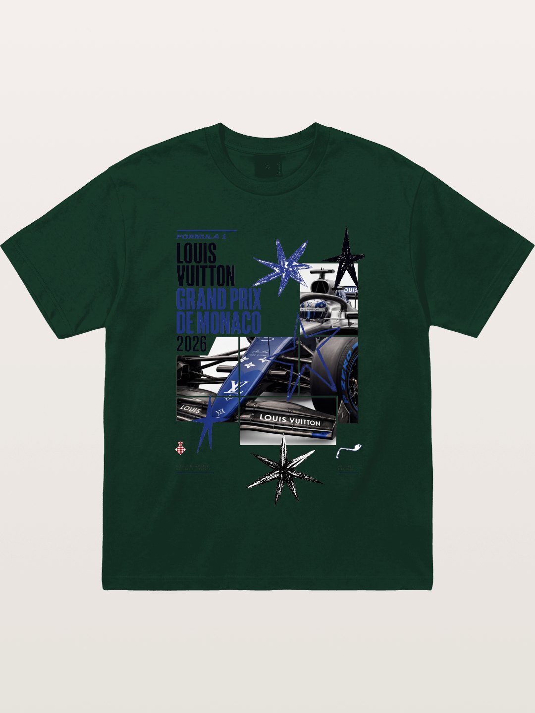 Blue LV F1 Monaco Poster Gildan T-shirt