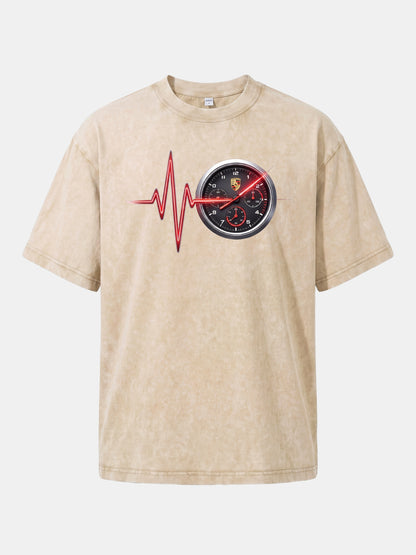 Heartbeat Line Porsche Dash Gauge Washed T-shirt