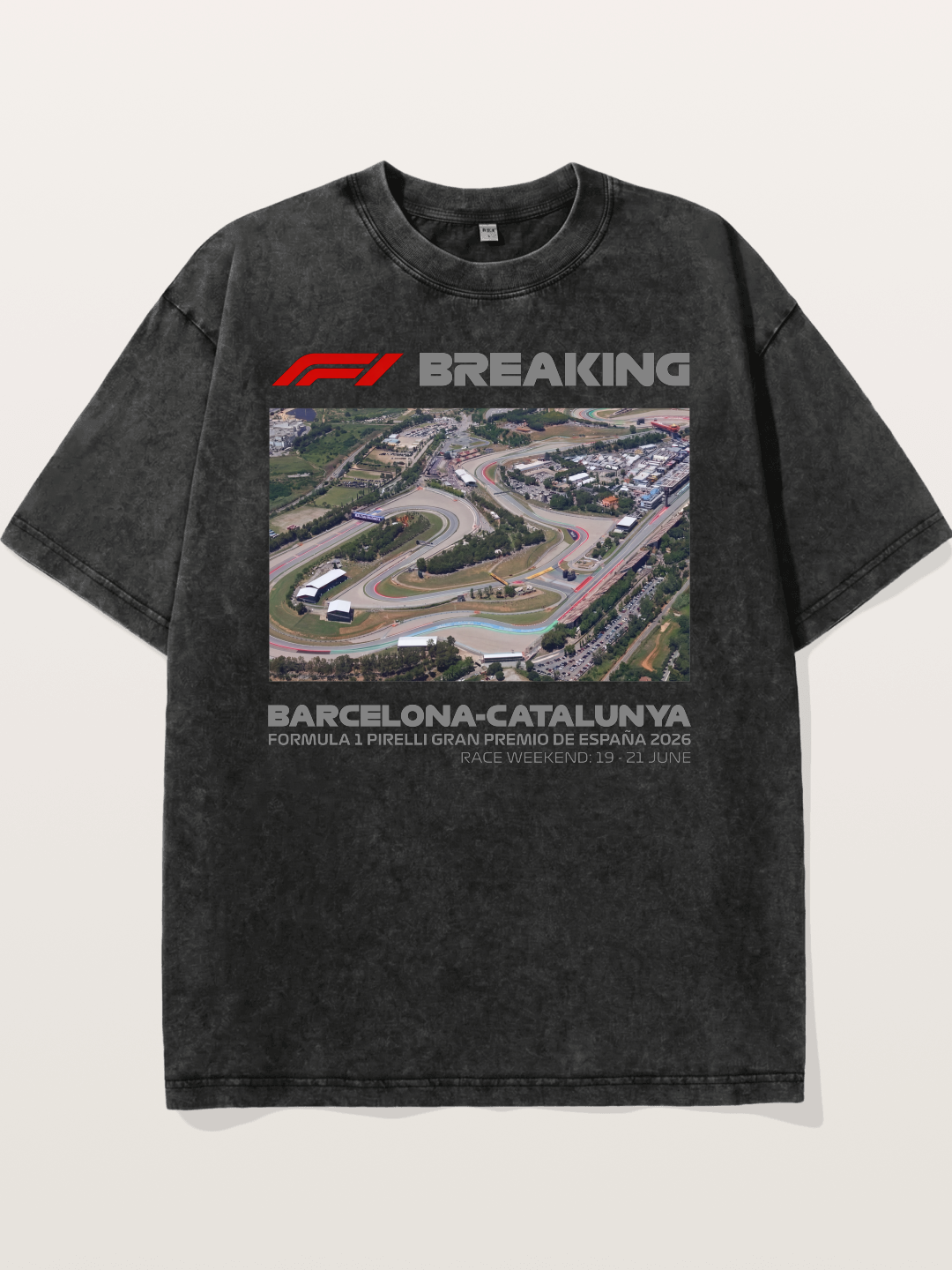 Barcelona Catalunya Track Aerial View Washed T-shirt