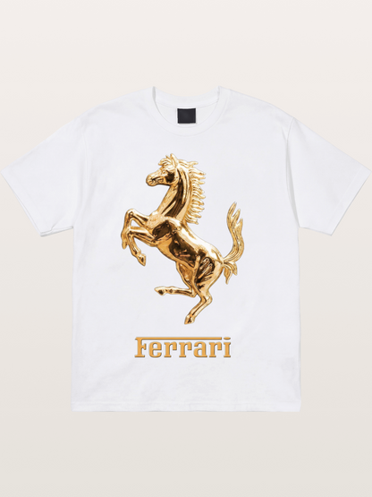 Ferrari Golden Prancing Horse Cotton T-shirt