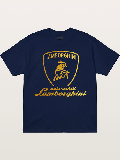 Lamborghini Gold Logo and Bull Shield Gildan T-shirt