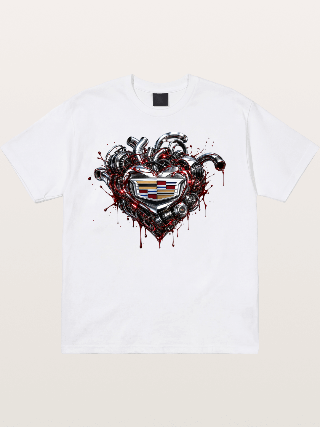 Cadillac Engine Heart Design Cotton T-shirt