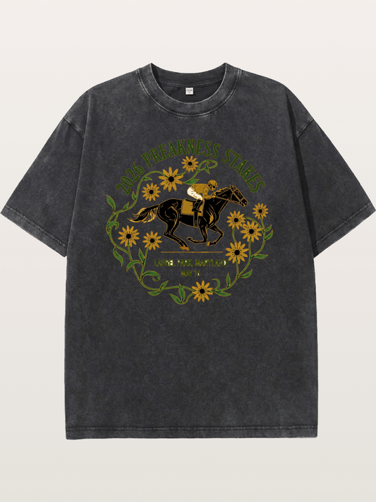 Preakness Stakes Laurel Wreath Badge Washed T-shirt