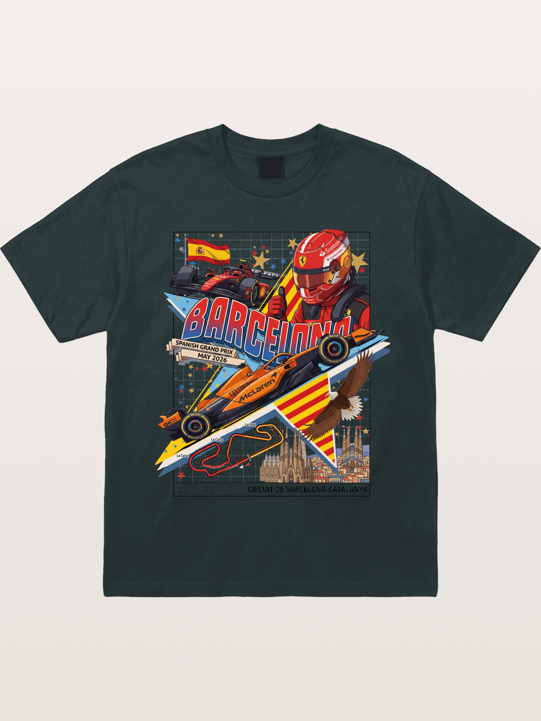 Barcelona GP Spanish Landmark Collage Gildan T-shirt