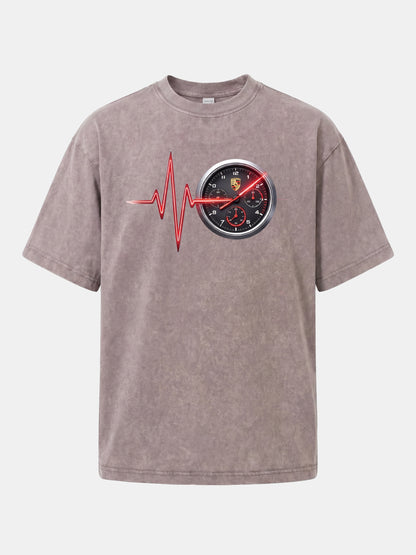 Heartbeat Line Porsche Dash Gauge Washed T-shirt