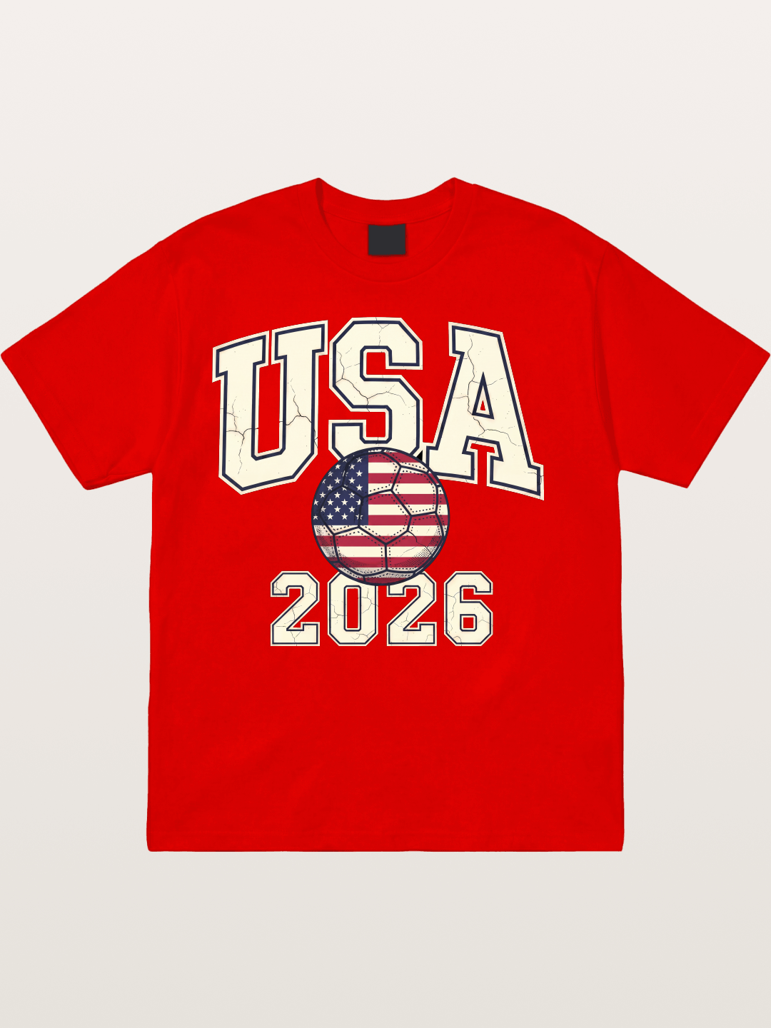 USA 2026 Cracked Letter Soccer Cotton T-shirt