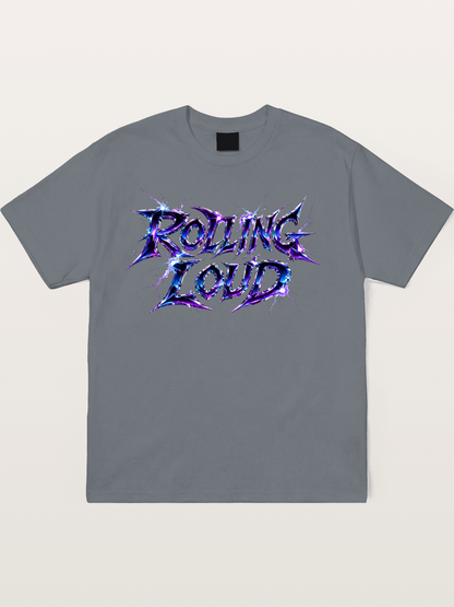 Rolling Loud Blue Lightning Font Cotton T-shirt