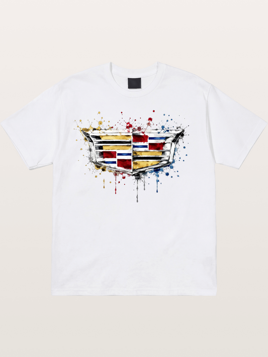 Cadillac Watercolor Logo Print Cotton T-shirt