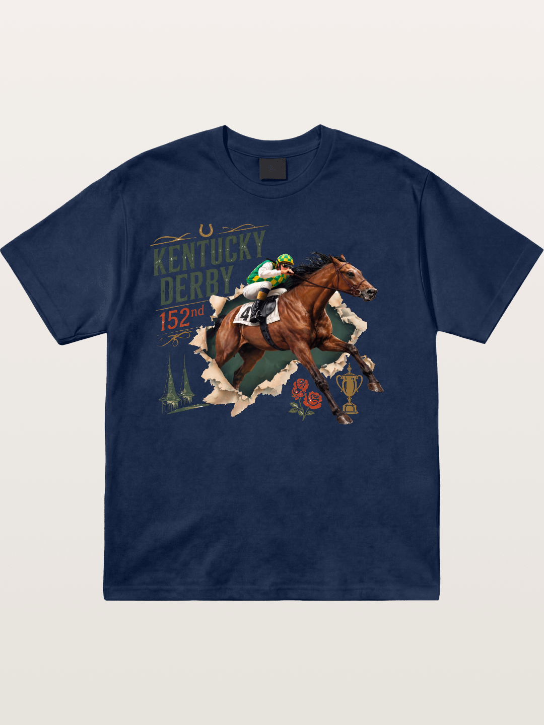 Kentucky Derby 152nd Horse & Roses Cotton T-shirt