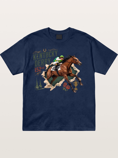 Kentucky Derby 152nd Horse & Roses Cotton T-shirt