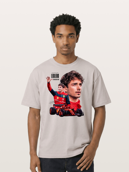 Leclerc Ferrari F1 Collage Art Cotton T-shirt