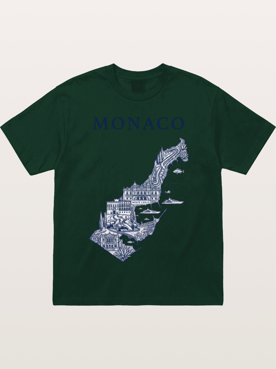 Monaco National Map Circuit Illustration Gildan T-shirt