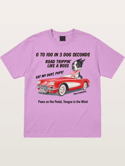 Dog Driving Corvette Road Trip Gildan T-shirt