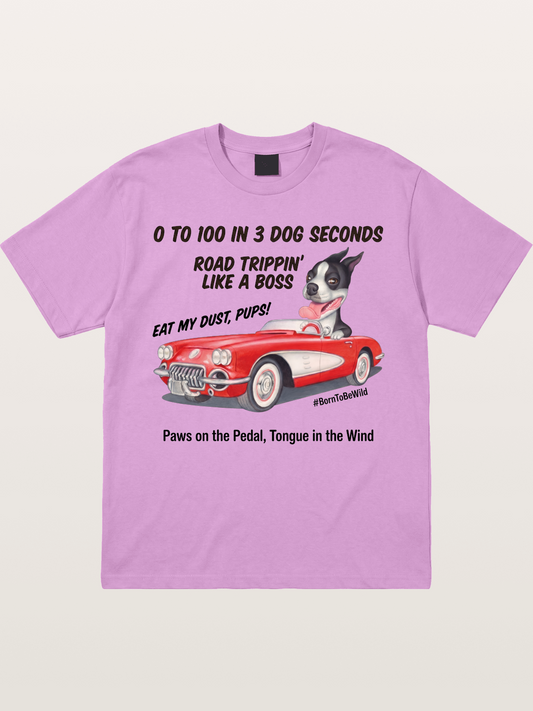 Dog Driving Corvette Road Trip Gildan T-shirt