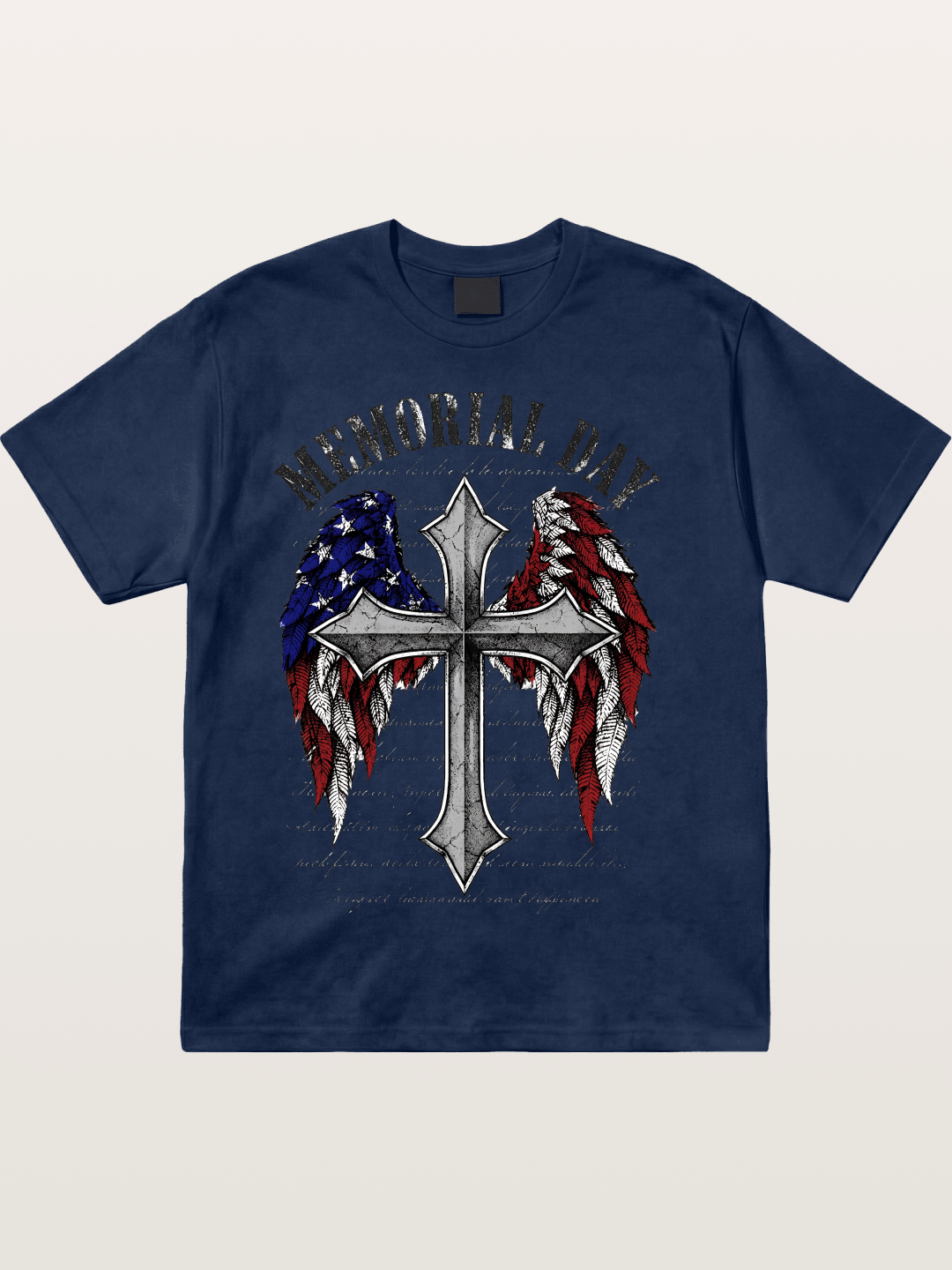 Memorial Day Cross Wings Art Cotton T-shirt