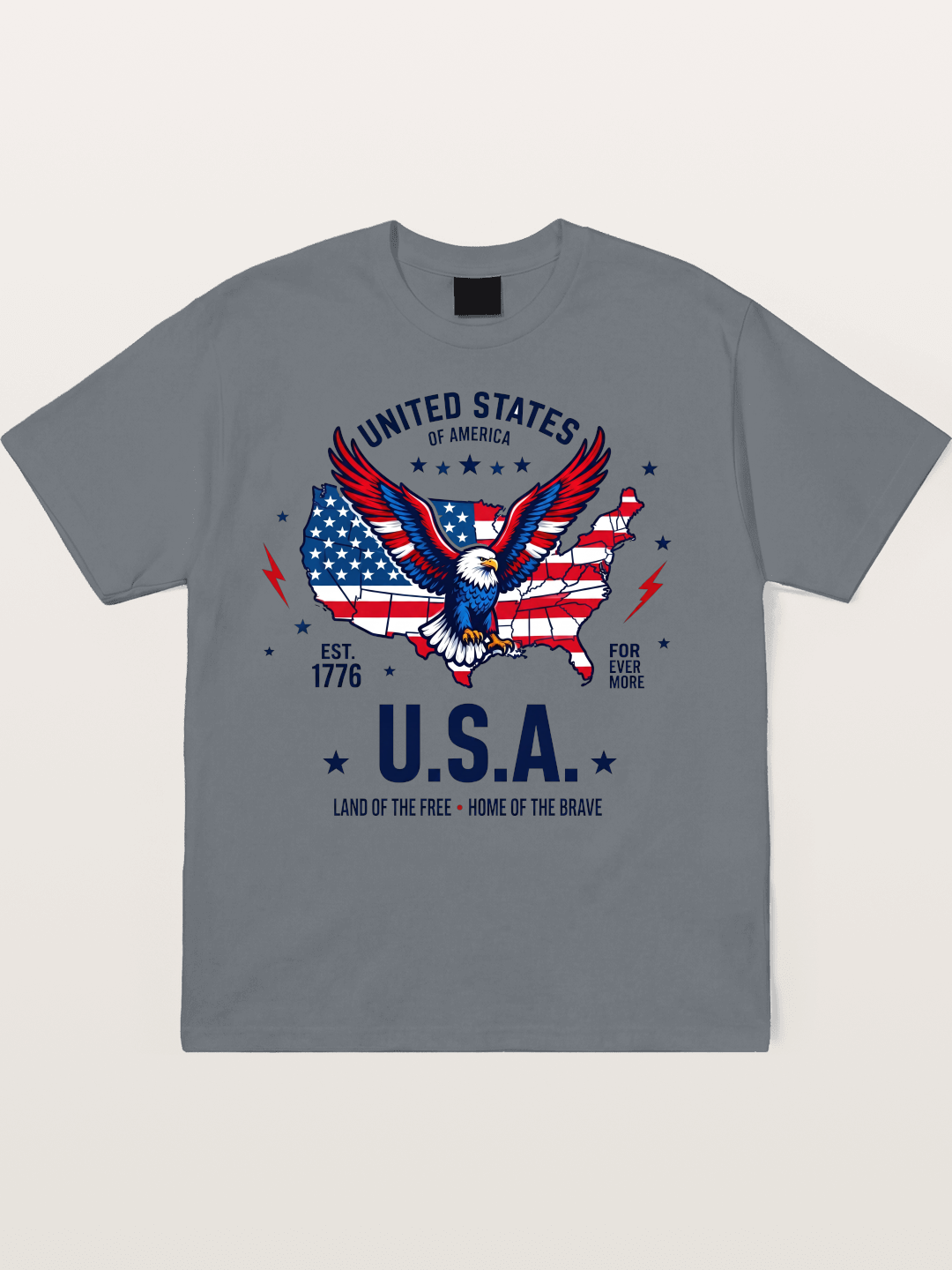 USA Map Eagle Flag Design Cotton T-shirt