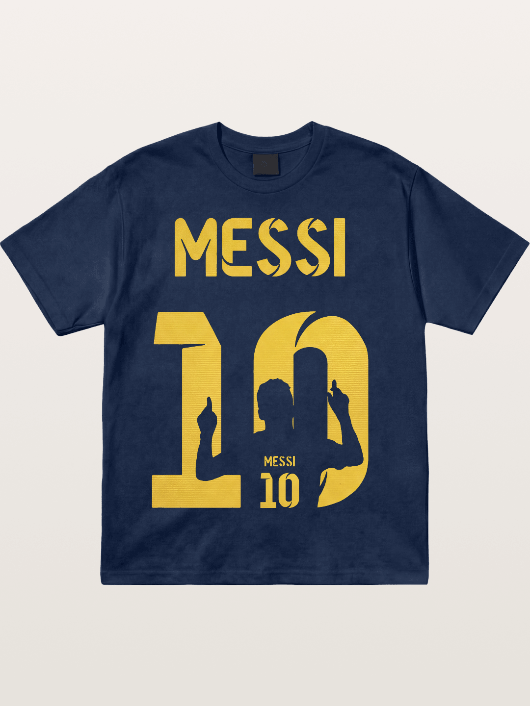 Messi No.10 Gold Silhouette Cotton T-shirt