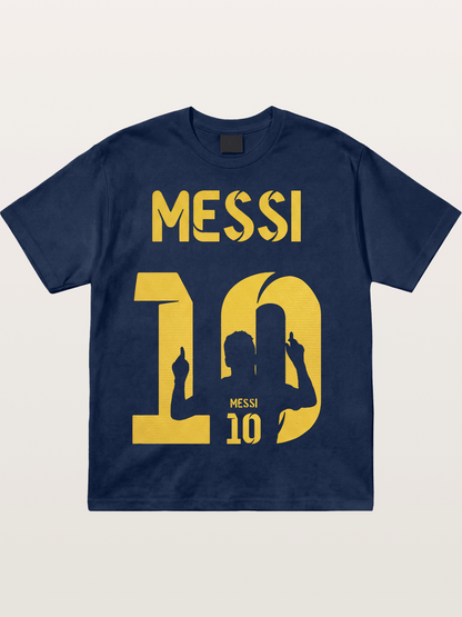 Messi No.10 Gold Silhouette Cotton T-shirt