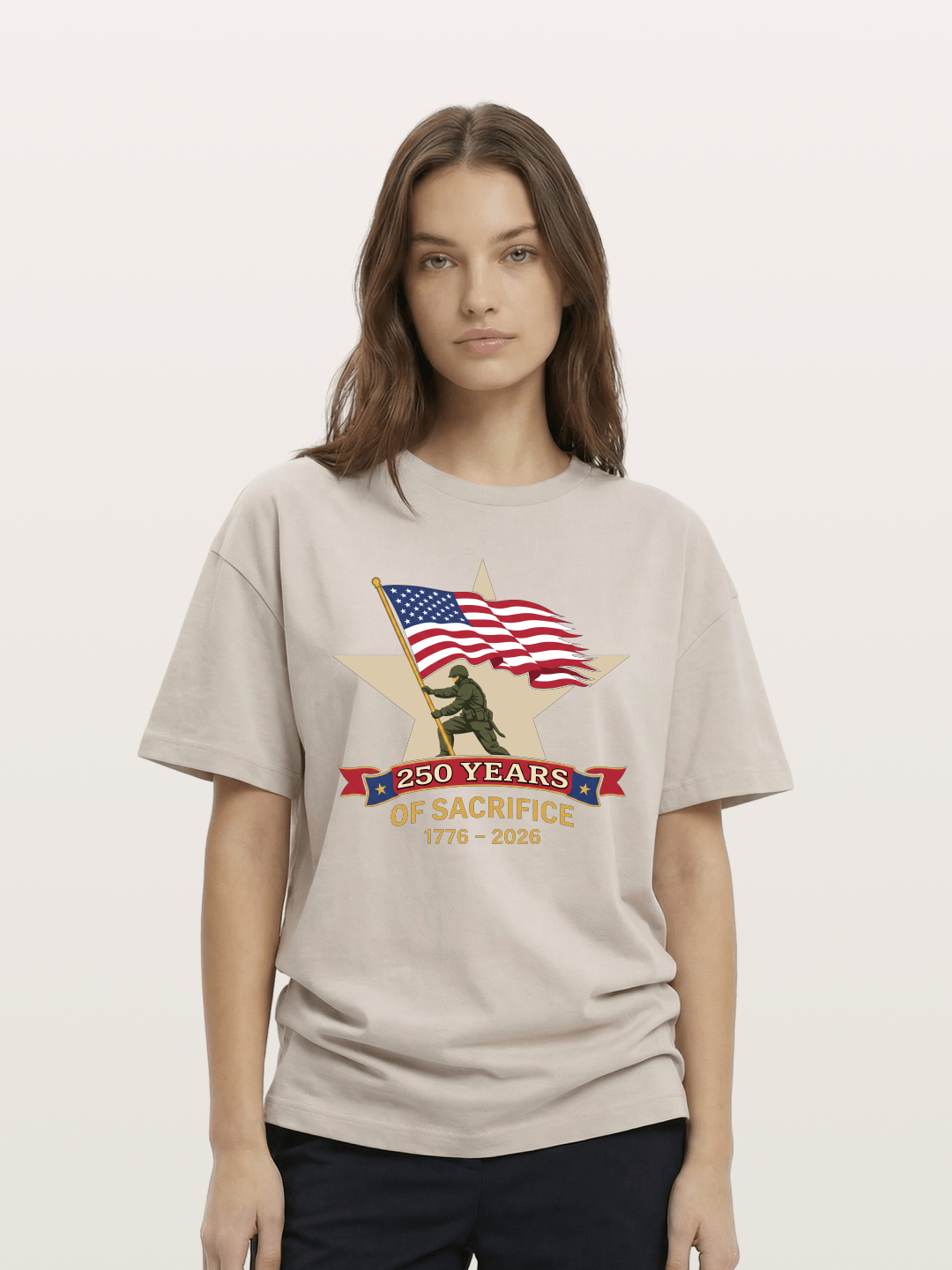 250 Years of Sacrifice Soldier Flag Cotton T-shirt