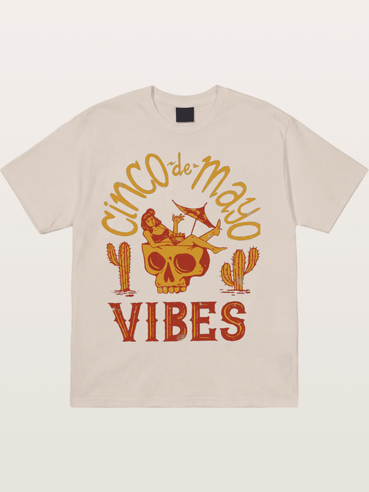Cinco de Mayo Retro Skull Vibes Cotton T-shirt