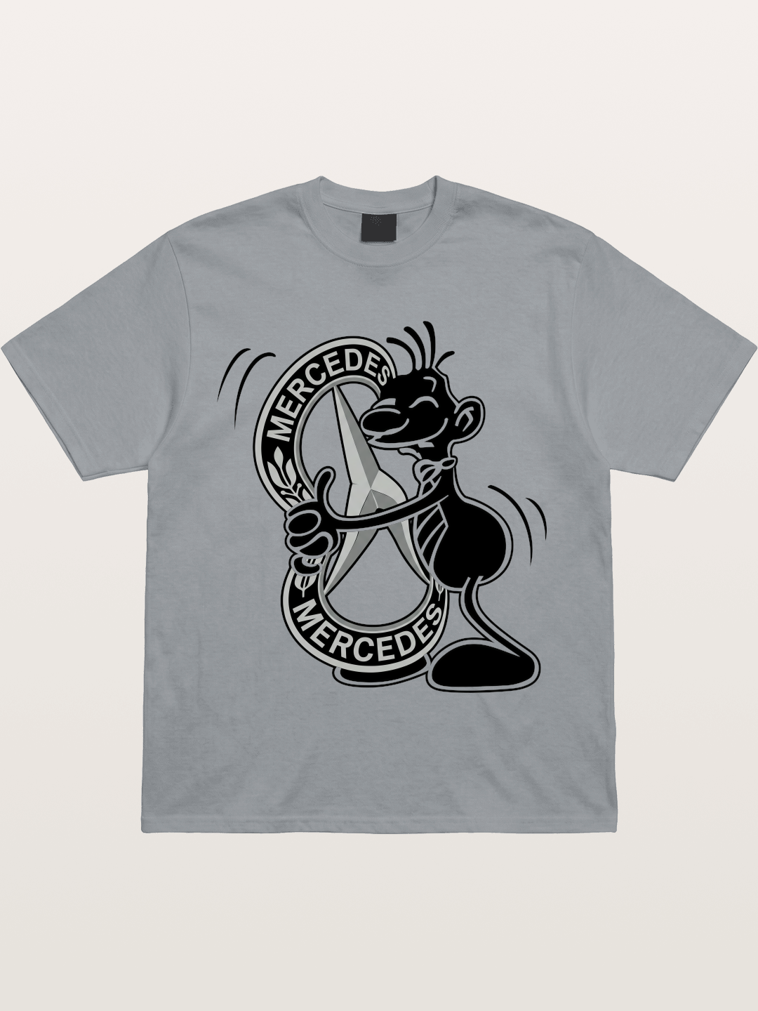 Character Holding Mercedes Emblem Gildan T-shirt