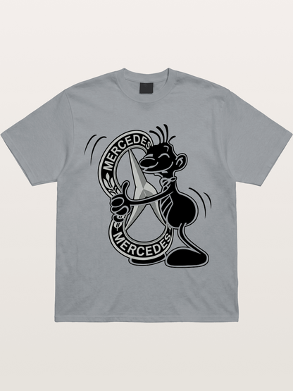 Character Holding Mercedes Emblem Gildan T-shirt