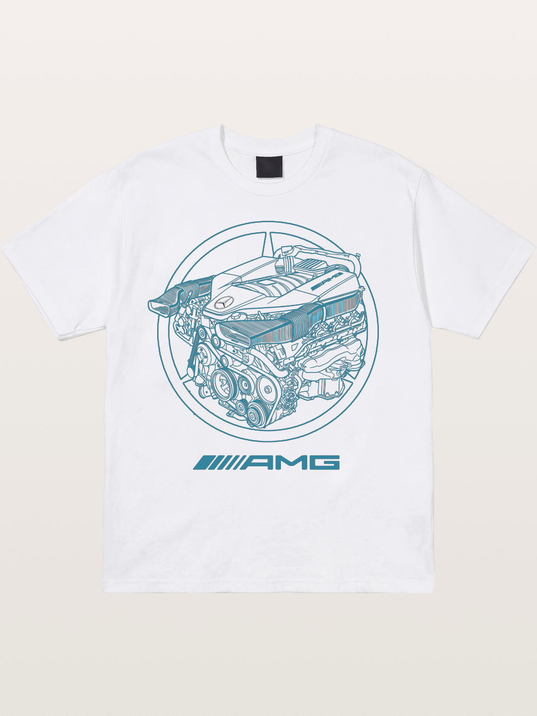 Mercedes AMG Engine Cutaway Blueprint Cotton T-shirt