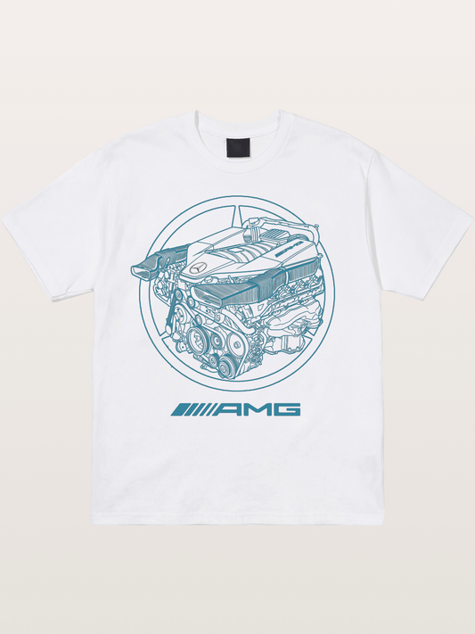 Mercedes AMG Engine Cutaway Blueprint Cotton T-shirt