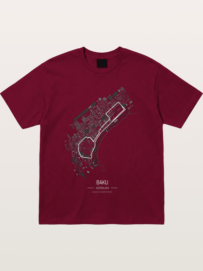 Baku City Circuit F1 Map Gildan T-shirt