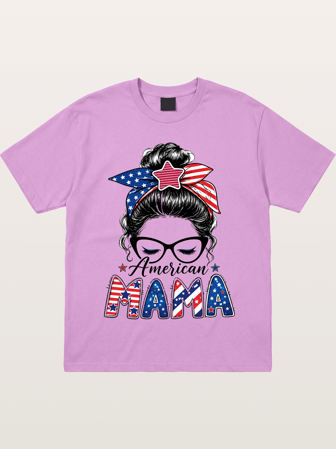 American Mama Messy Bun Art Gildan T-shirt