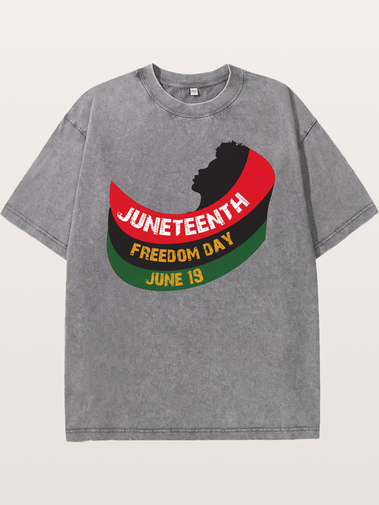 Juneteenth Freedom Day Silhouette Washed T-shirt
