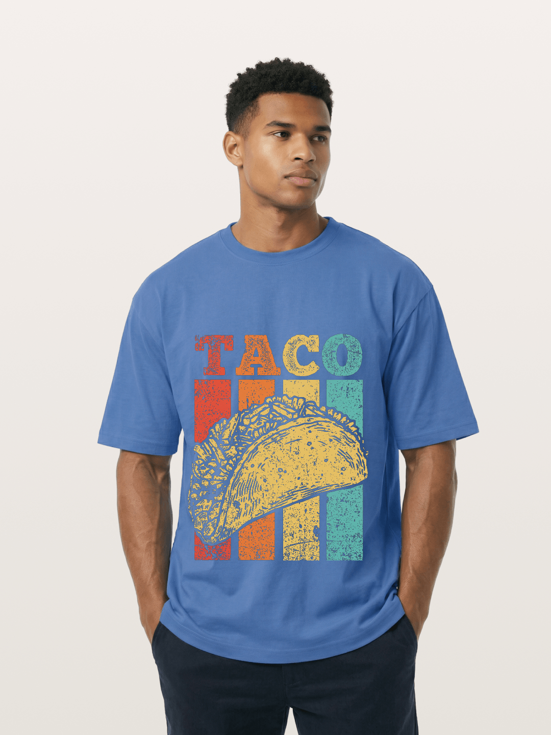 Vintage Taco Retro Stripes Food Gildan T-shirt