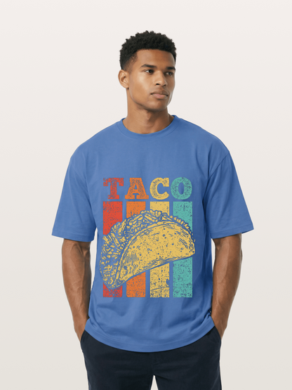 Vintage Taco Retro Stripes Food Gildan T-shirt