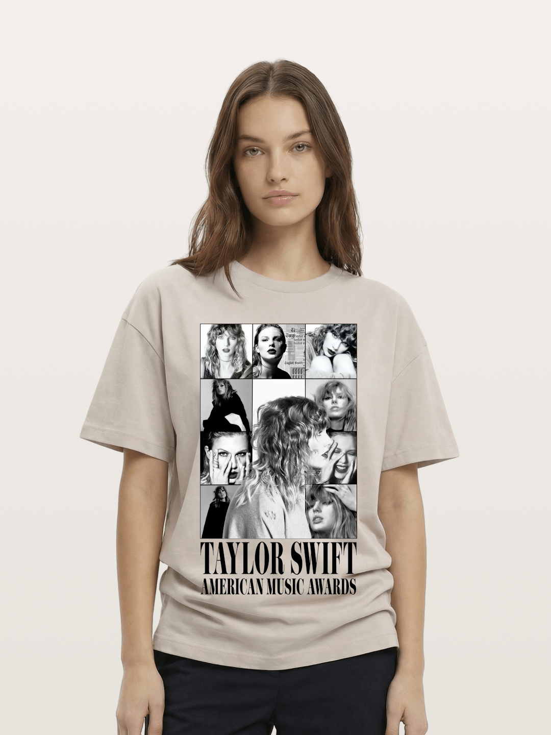 Taylor Swift AMA Collage Print Cotton T-shirt