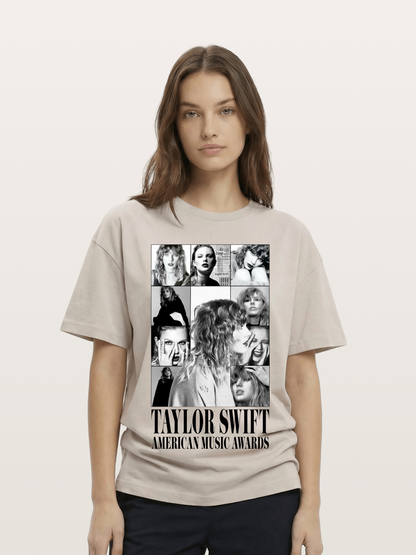 Taylor Swift AMA Collage Print Cotton T-shirt