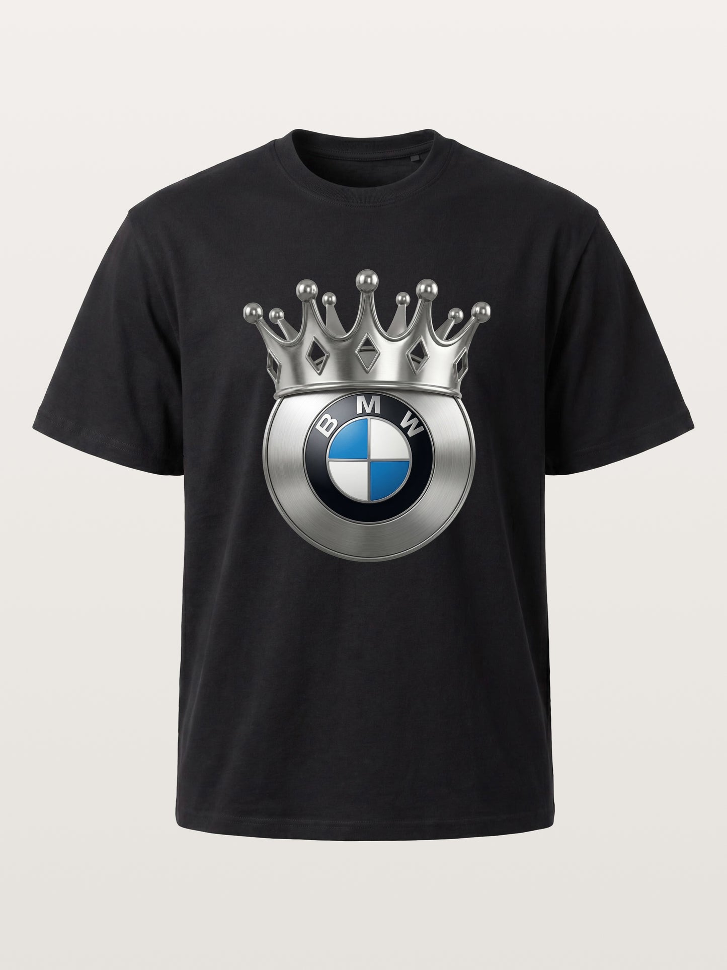 Crowned BMW Logo Metal Art Cotton T-shirt